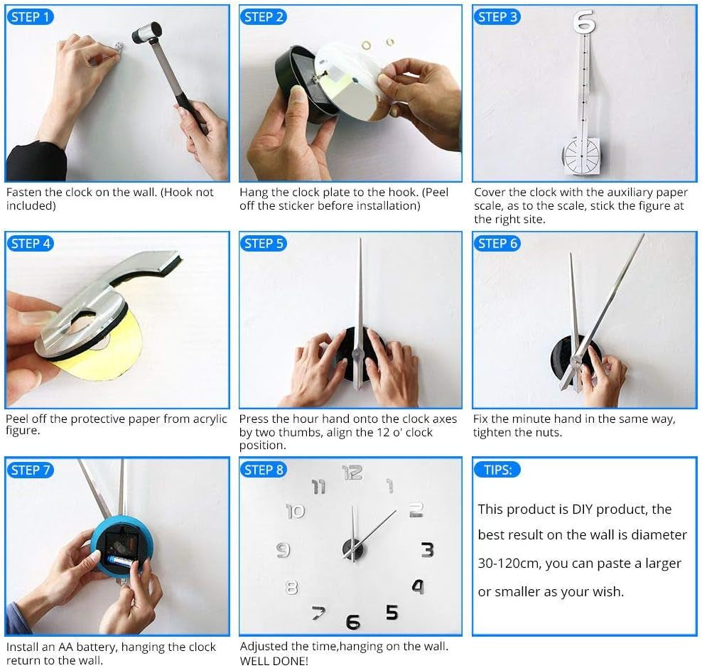 Giant Frameless Elephants DIY Wall Watch