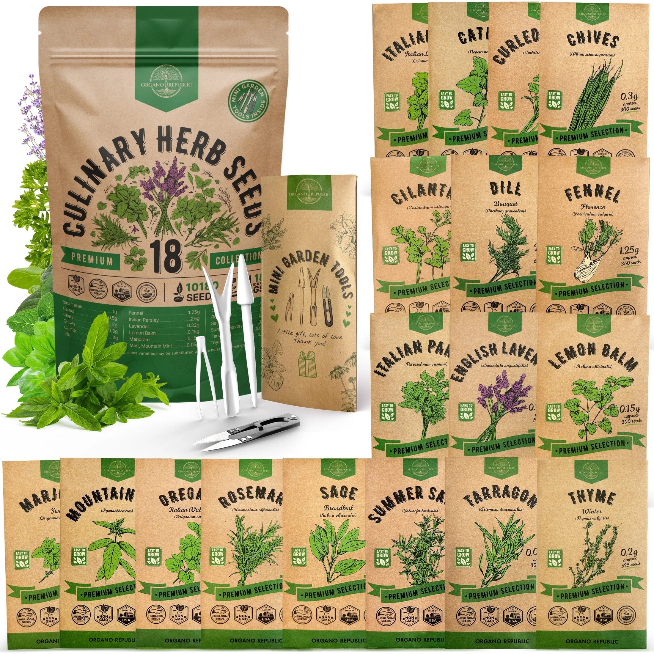 18 Culinary Herbs Seeds Variety Pack 