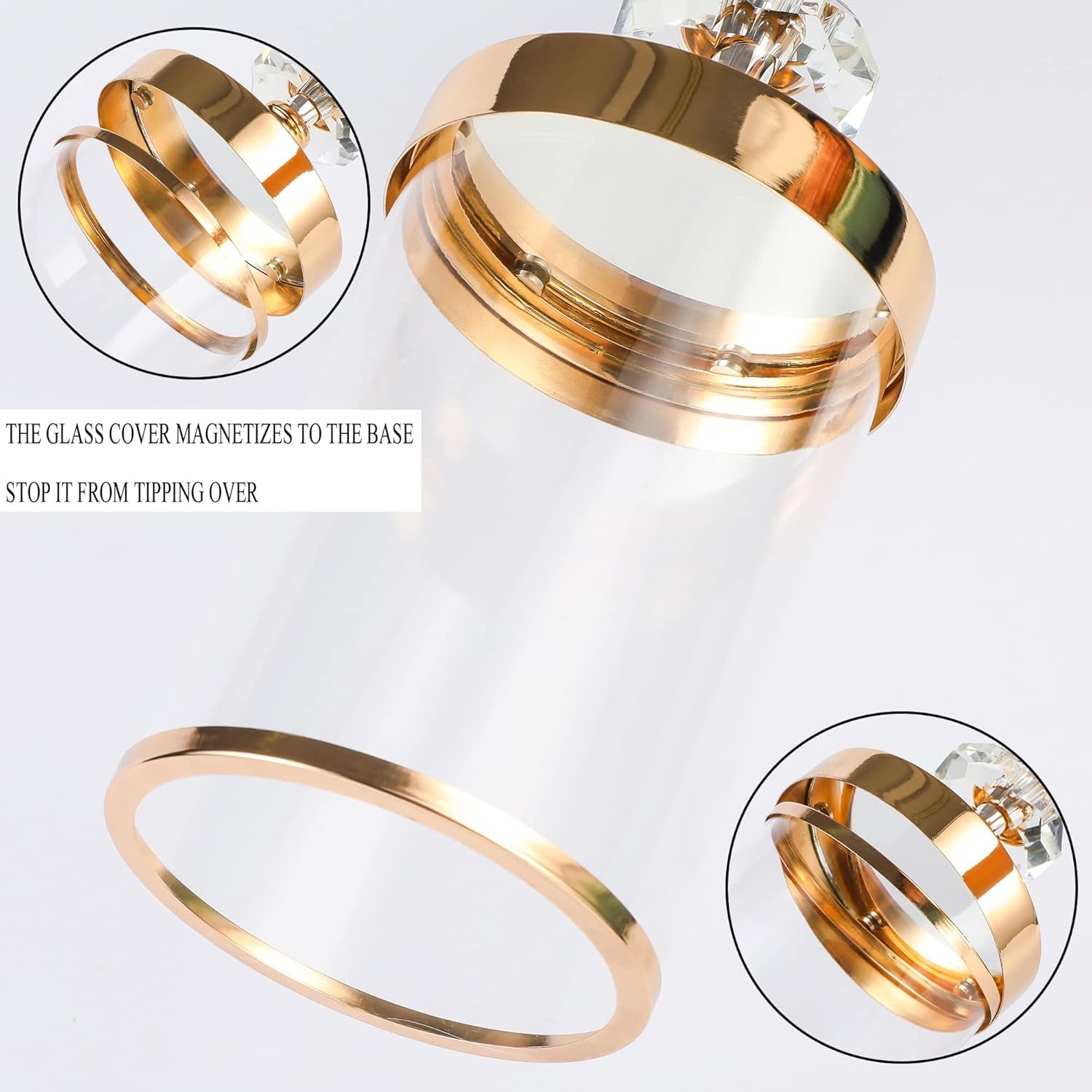 Crystal Pillar Candle Holder with Lid