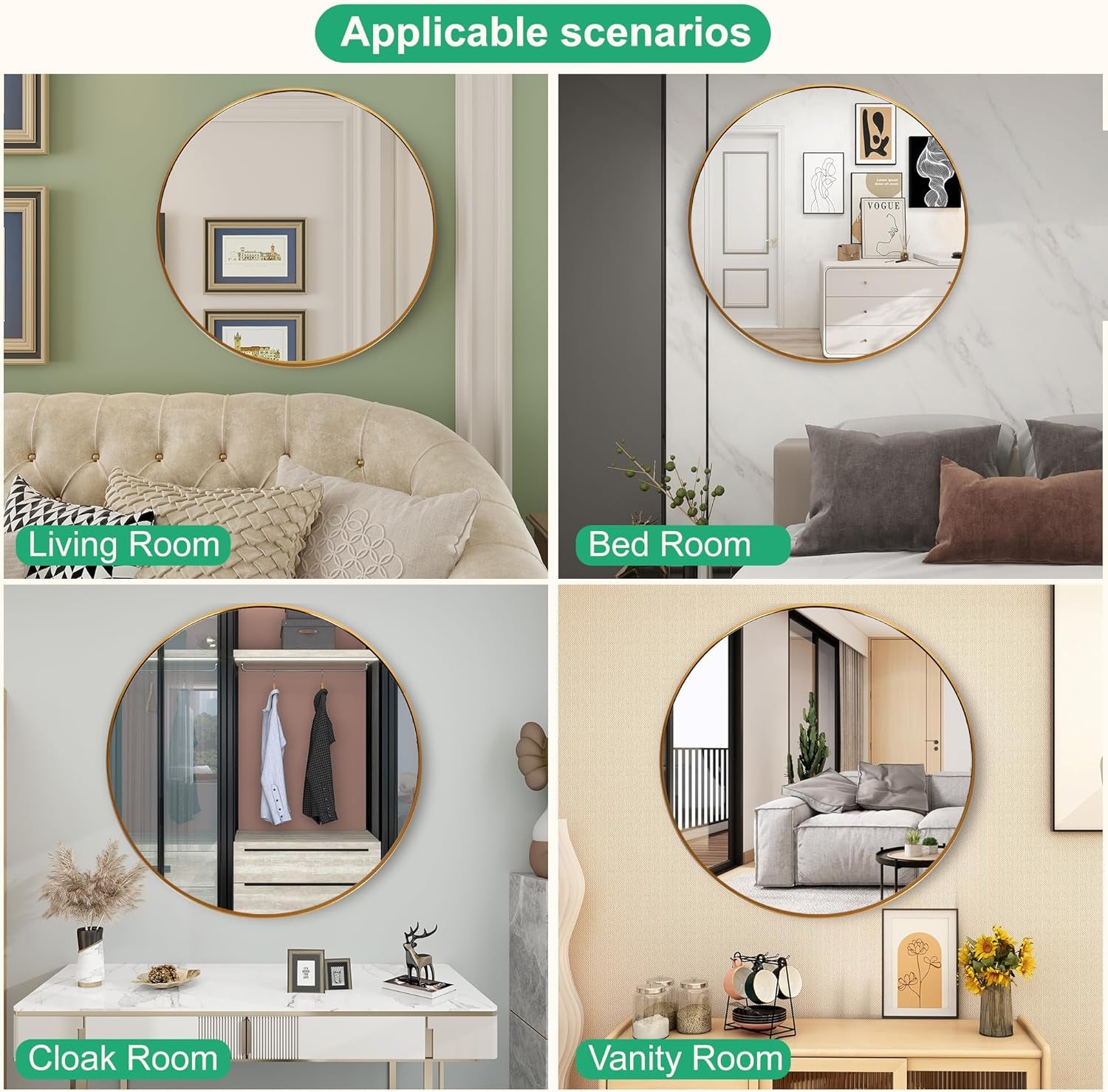 Gold Circle Mirror Metal Frame