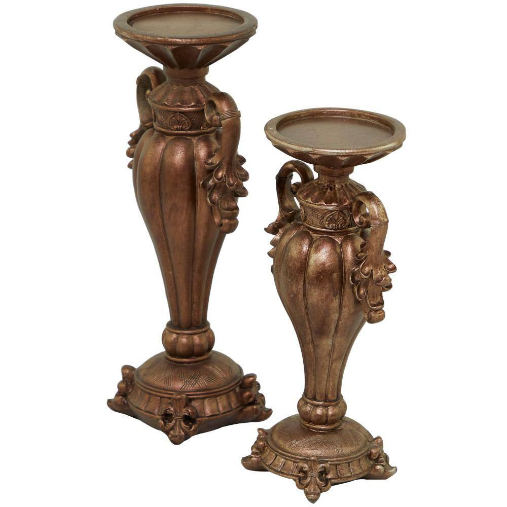 Polystone Scroll Pillar Candle Holder