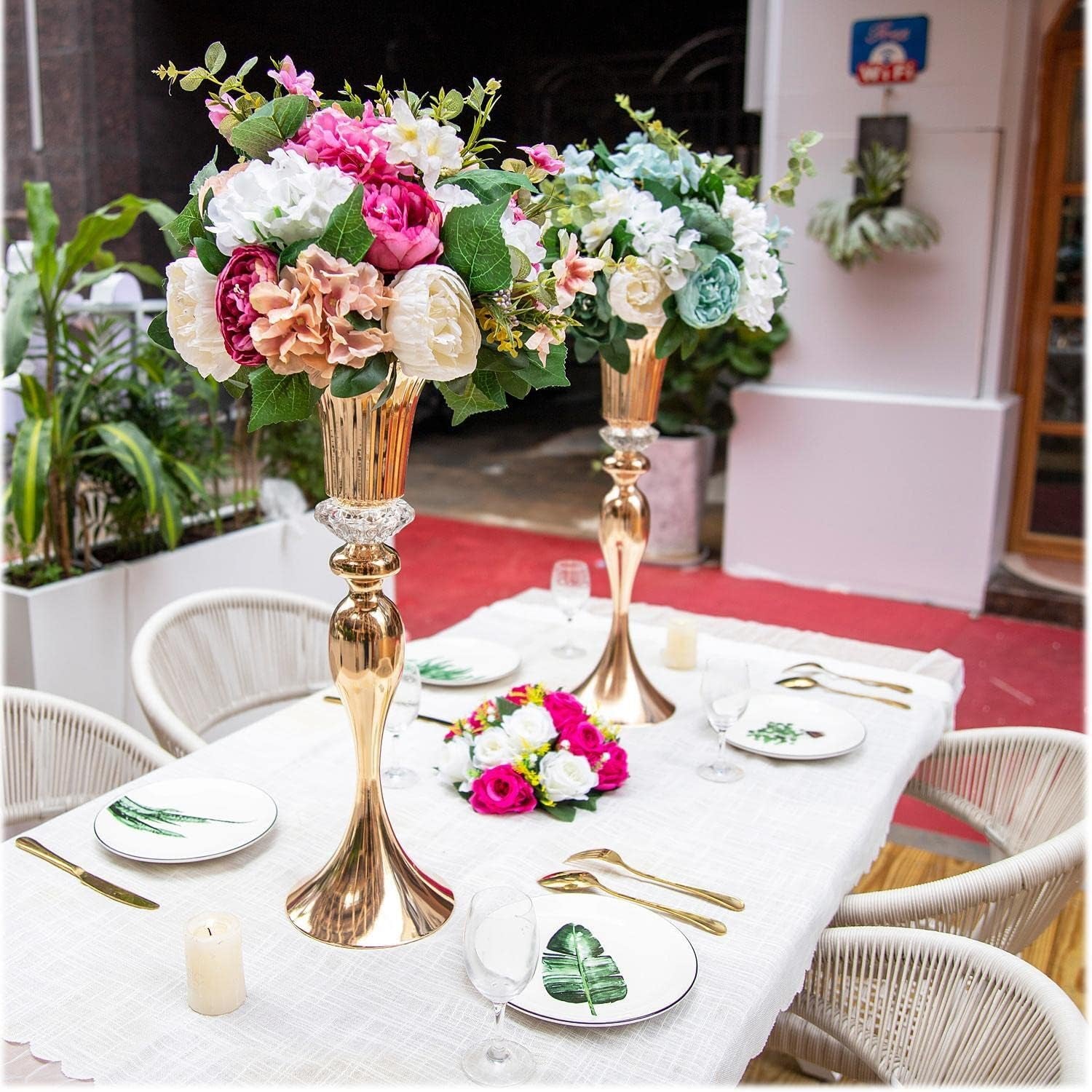 Metal Trumpet Wedding Flower Vases