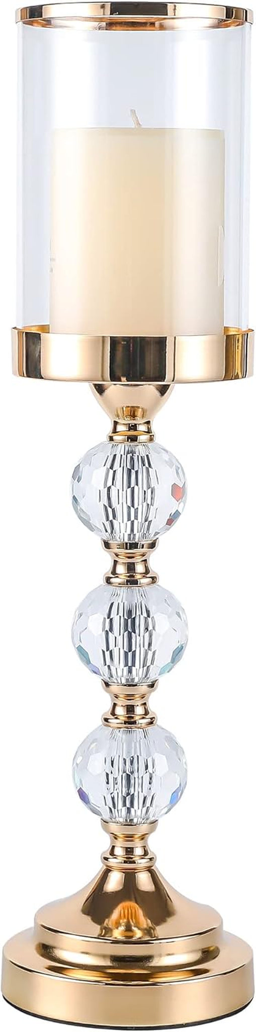 Crystal Pillar Candle Holder with Lid