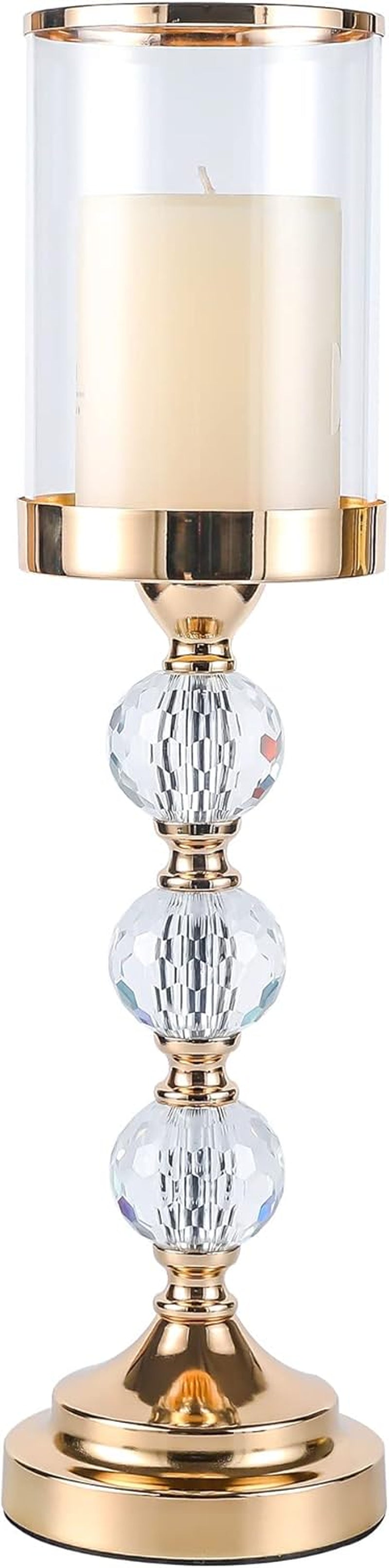 Crystal Pillar Candle Holder with Lid