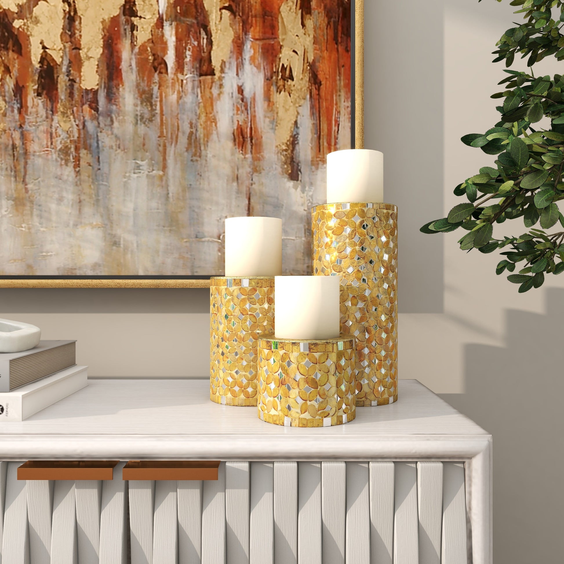 Handmade Candle Holder with Mosaic Pattern
