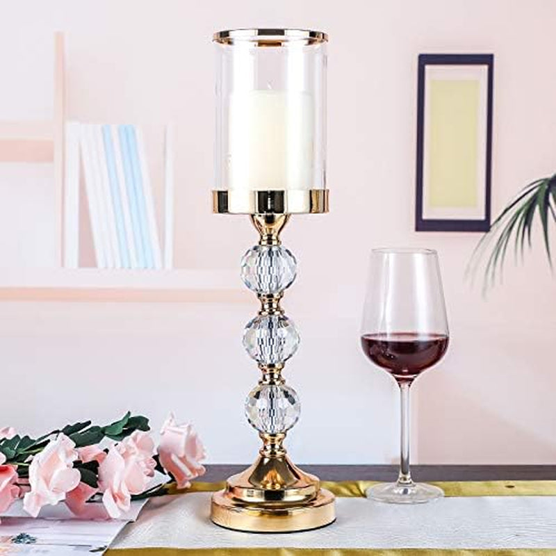 Crystal Pillar Candle Holder with Lid
