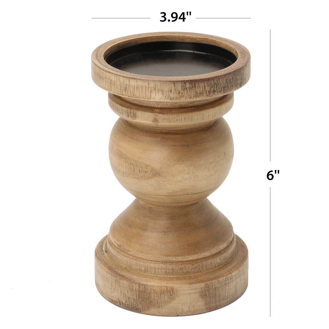 Decorative Wood Pillar Candleholder