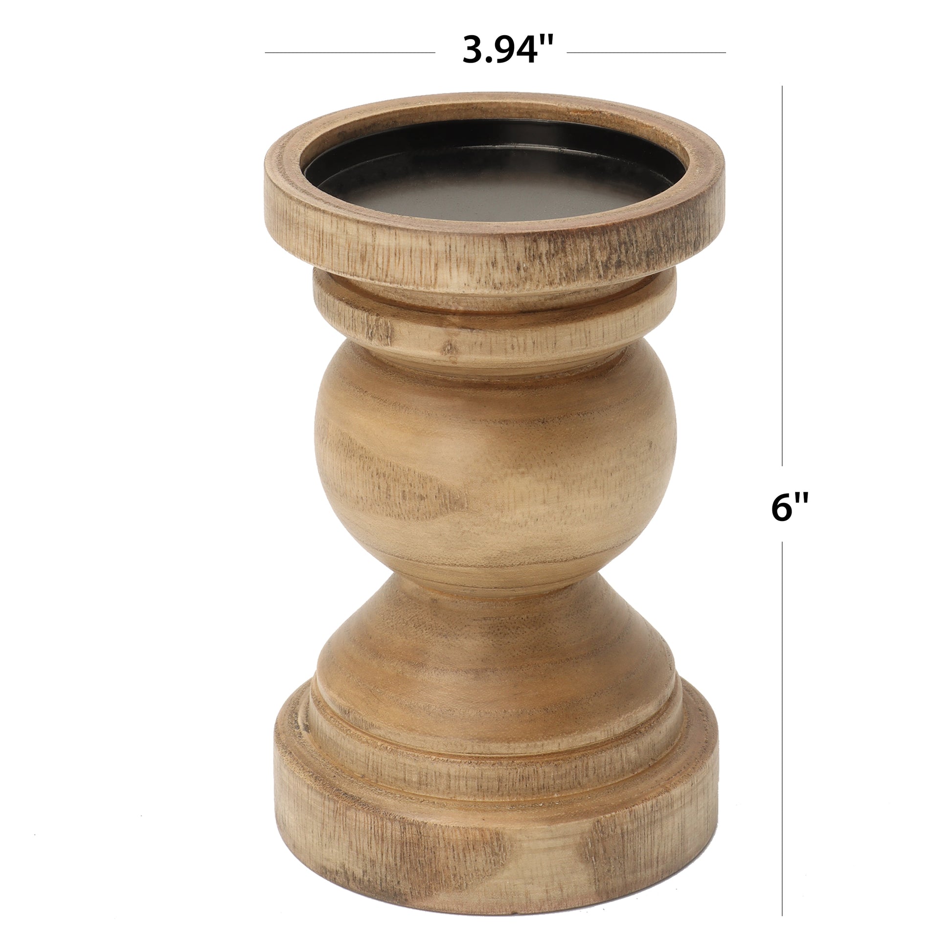 Decorative Wood Pillar Candleholder