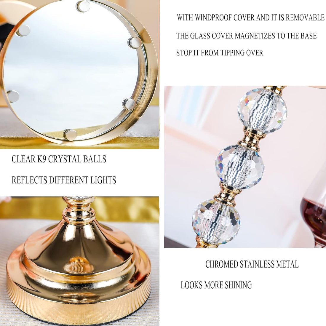 Crystal Pillar Candle Holder with Lid