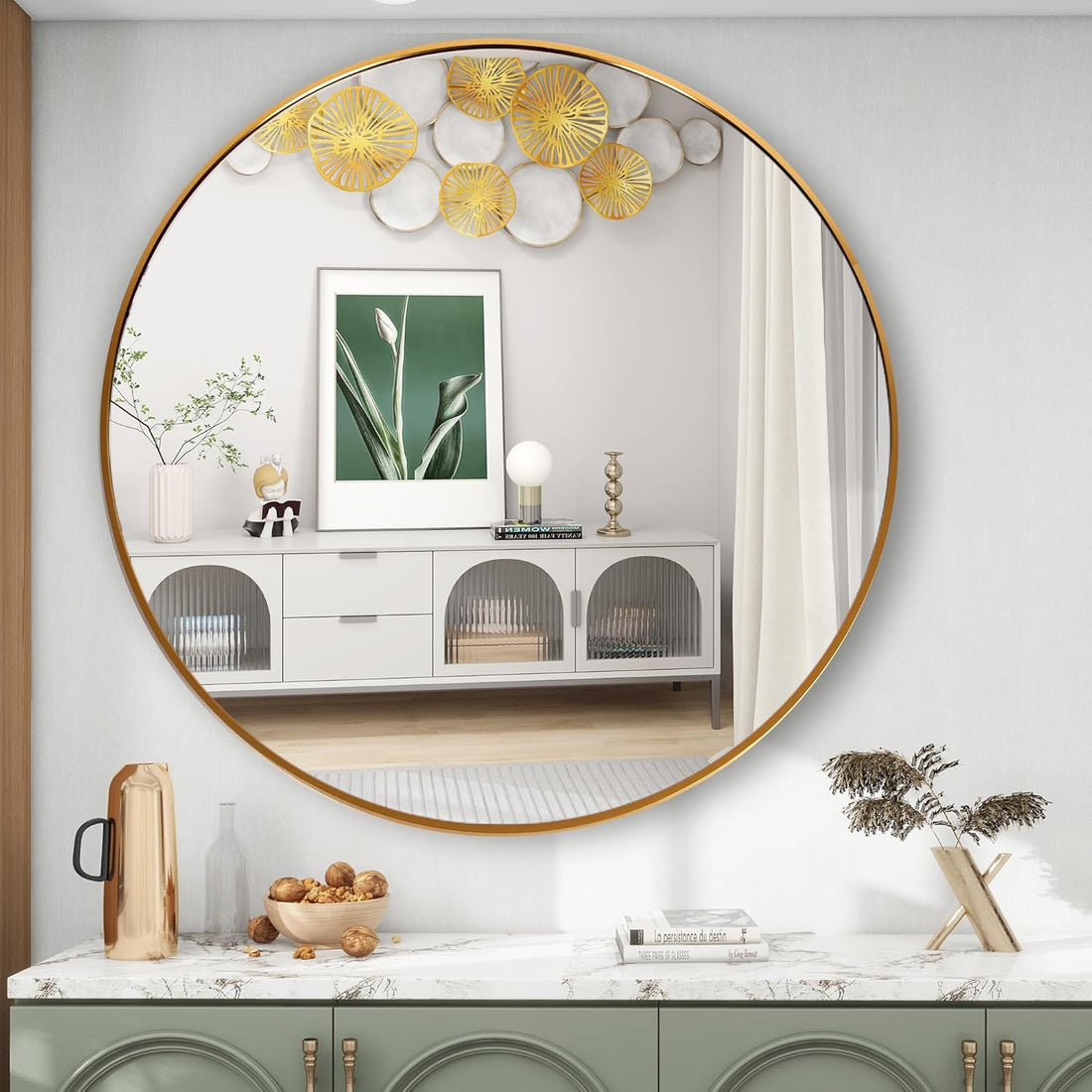Gold Circle Mirror Metal Frame