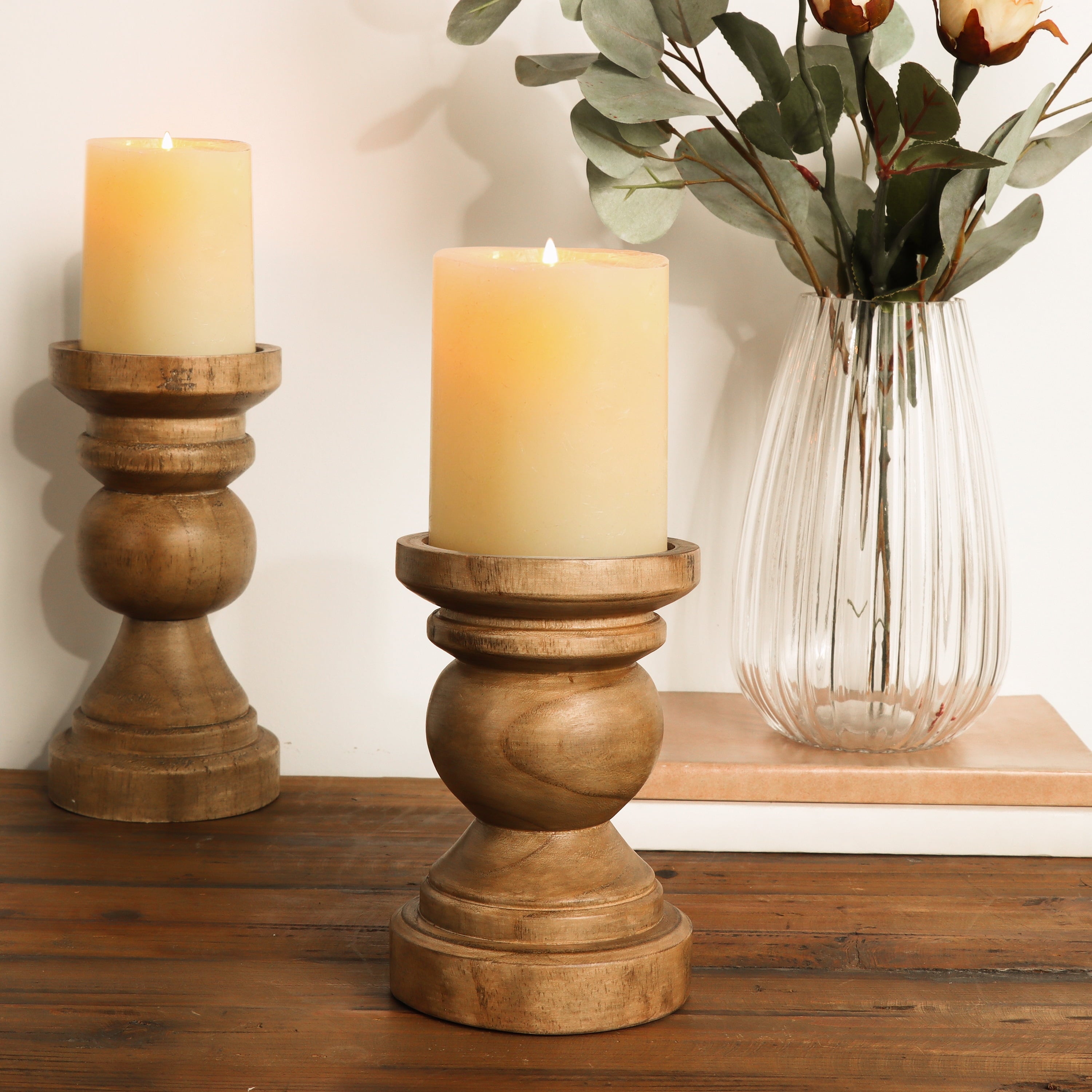 Decorative Wood Pillar Candleholder