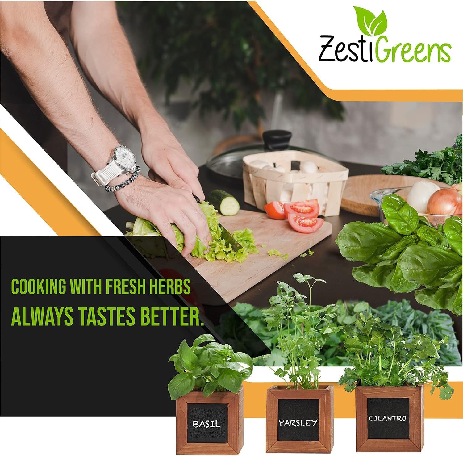 Garden Kit with Wooden Herb Planters