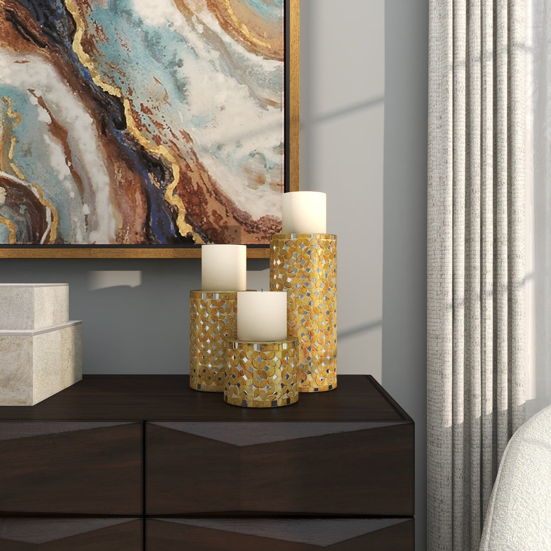 Handmade Candle Holder with Mosaic Pattern