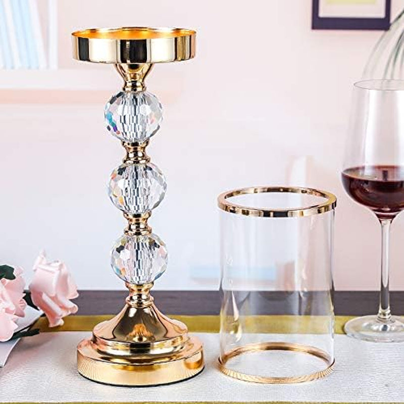 Crystal Pillar Candle Holder with Lid