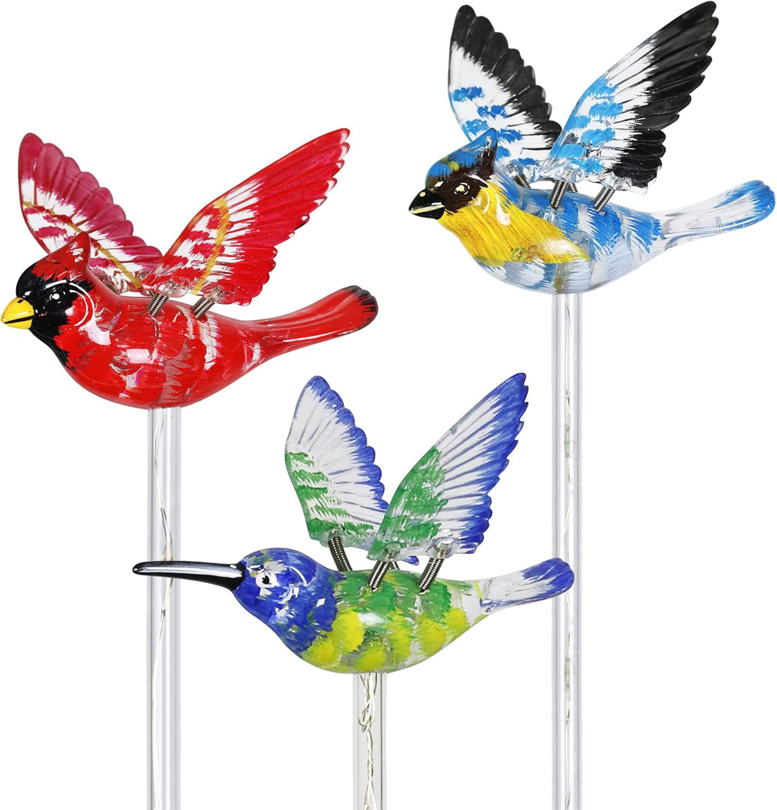 Set of 3 Bird Garden Solar Lights Stakes