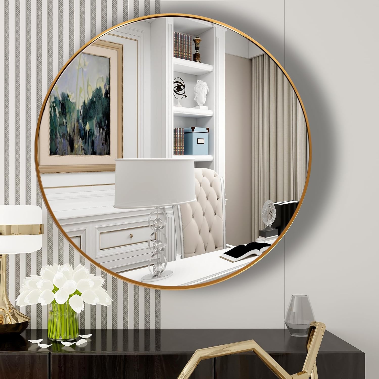 Gold Circle Mirror Metal Frame