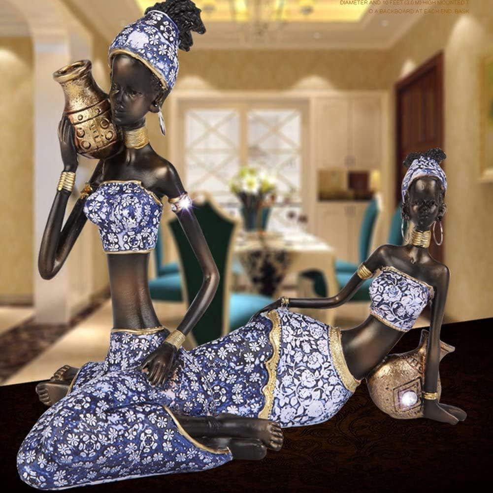 2Pcs Resin African Lady Figurine 