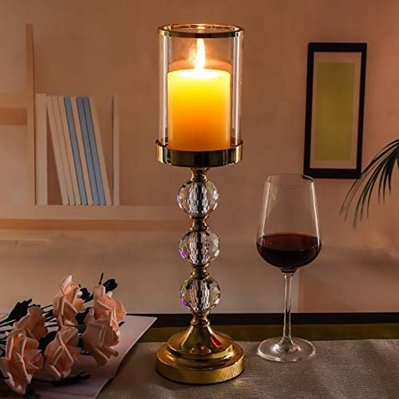 Crystal Pillar Candle Holder with Lid