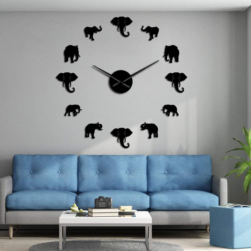 Giant Frameless Elephants DIY Wall Watch
