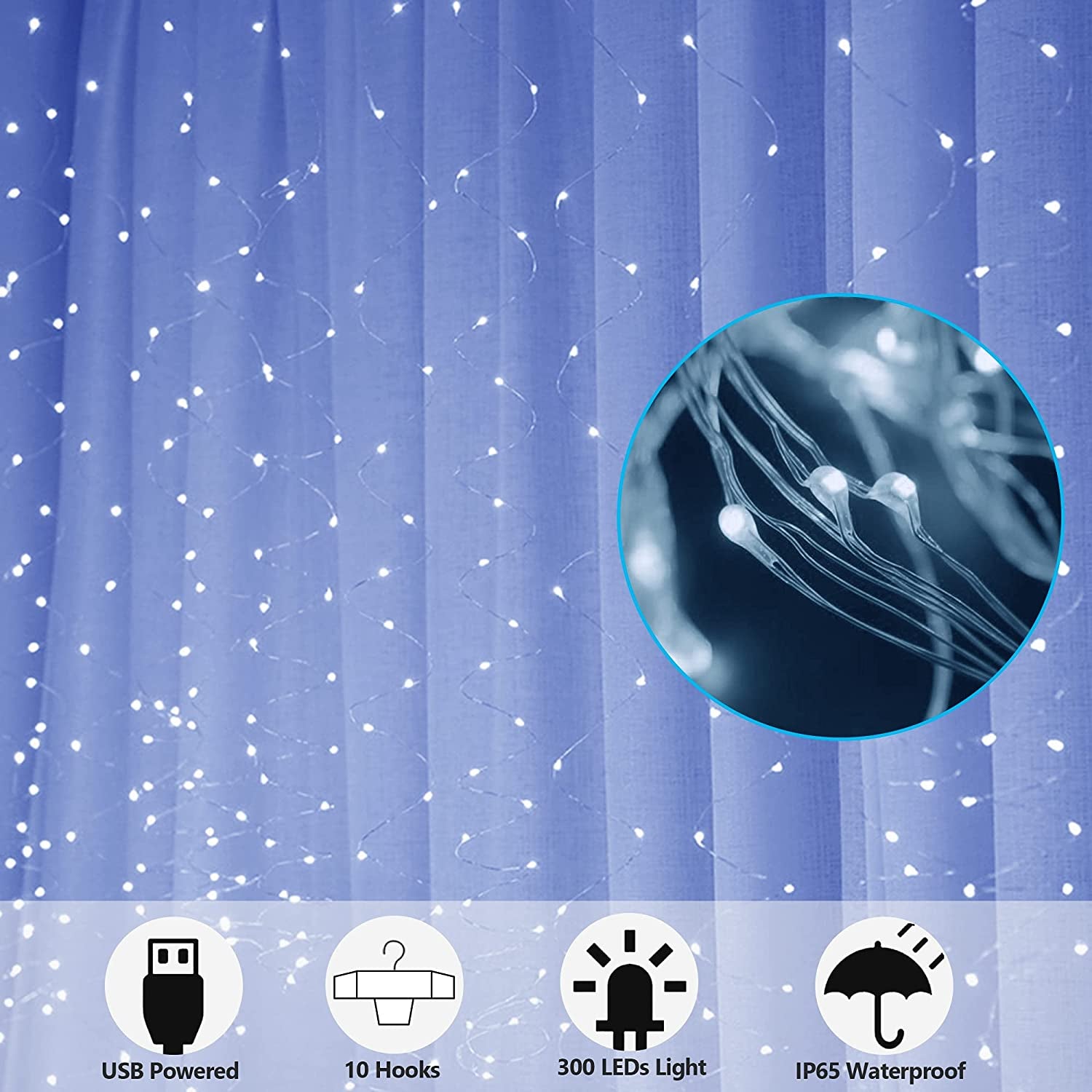 Window Curtain String Lights