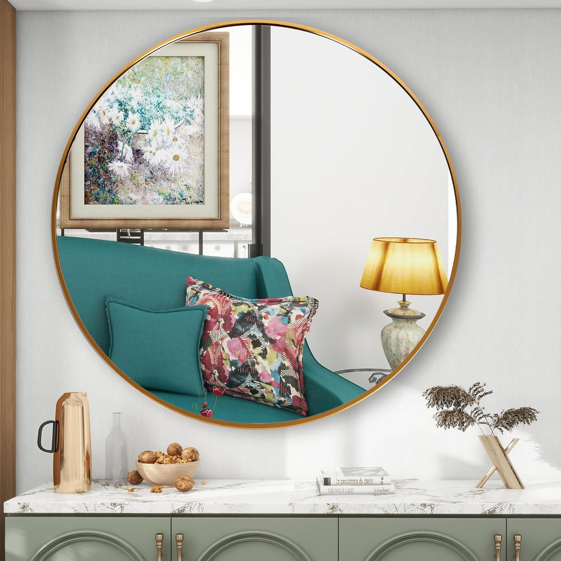 Gold Circle Mirror Metal Frame