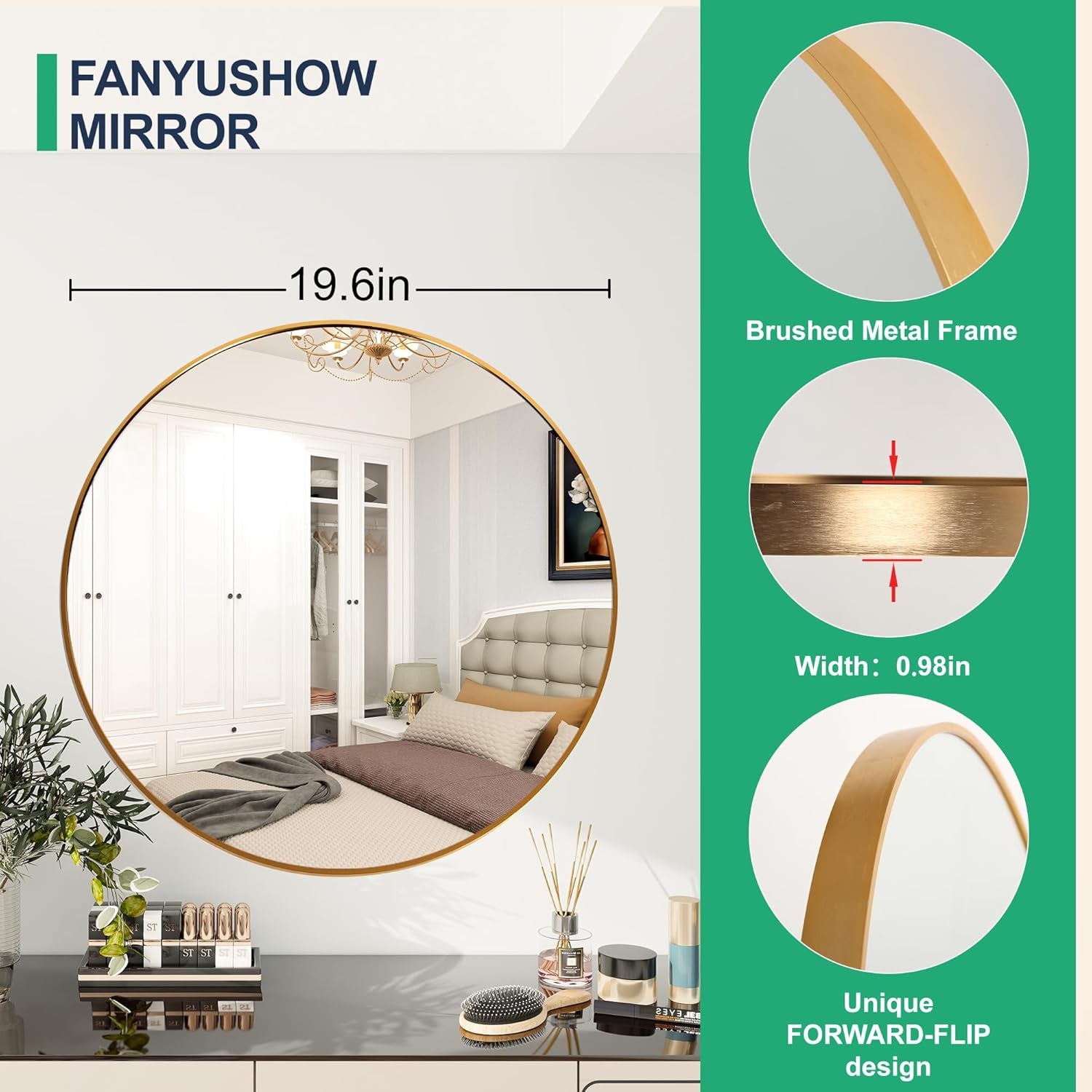 Gold Circle Mirror Metal Frame