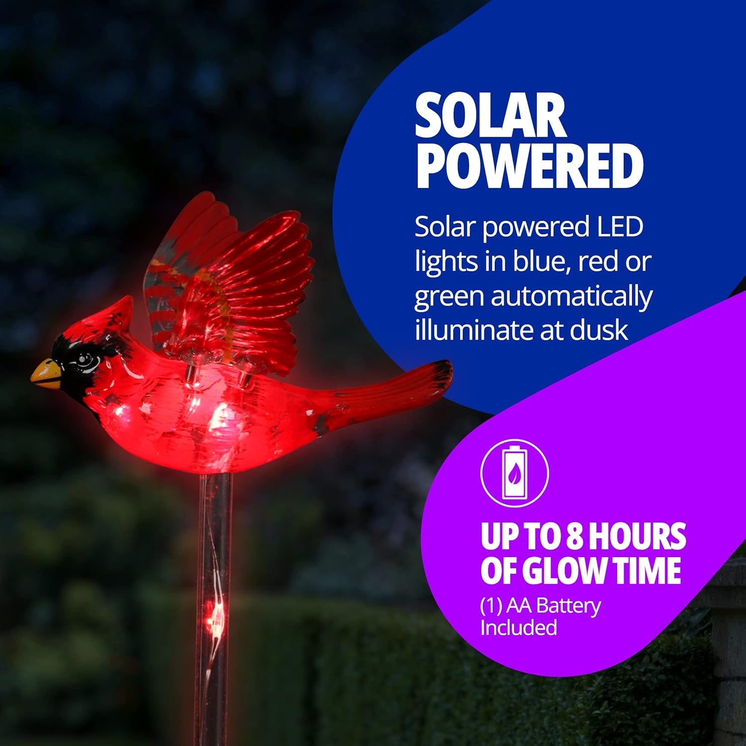 Set of 3 Bird Garden Solar Lights Stakes
