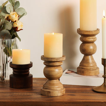 Decorative Wood Pillar Candleholder