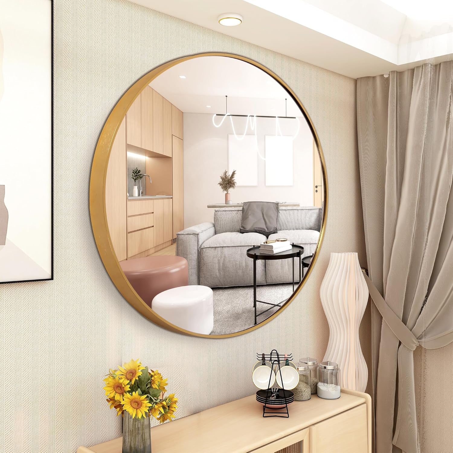 Gold Circle Mirror Metal Frame
