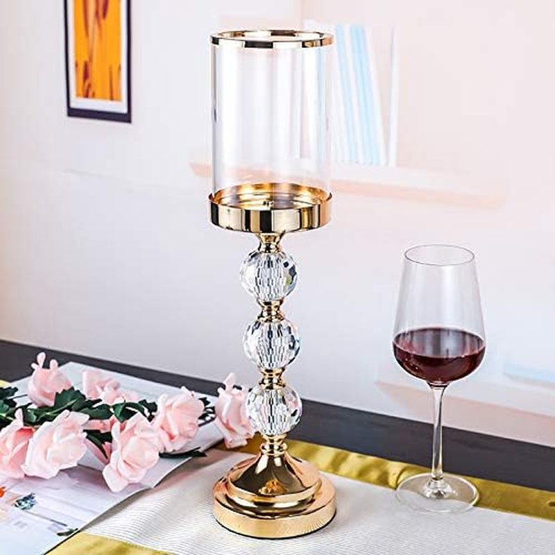 Crystal Pillar Candle Holder with Lid