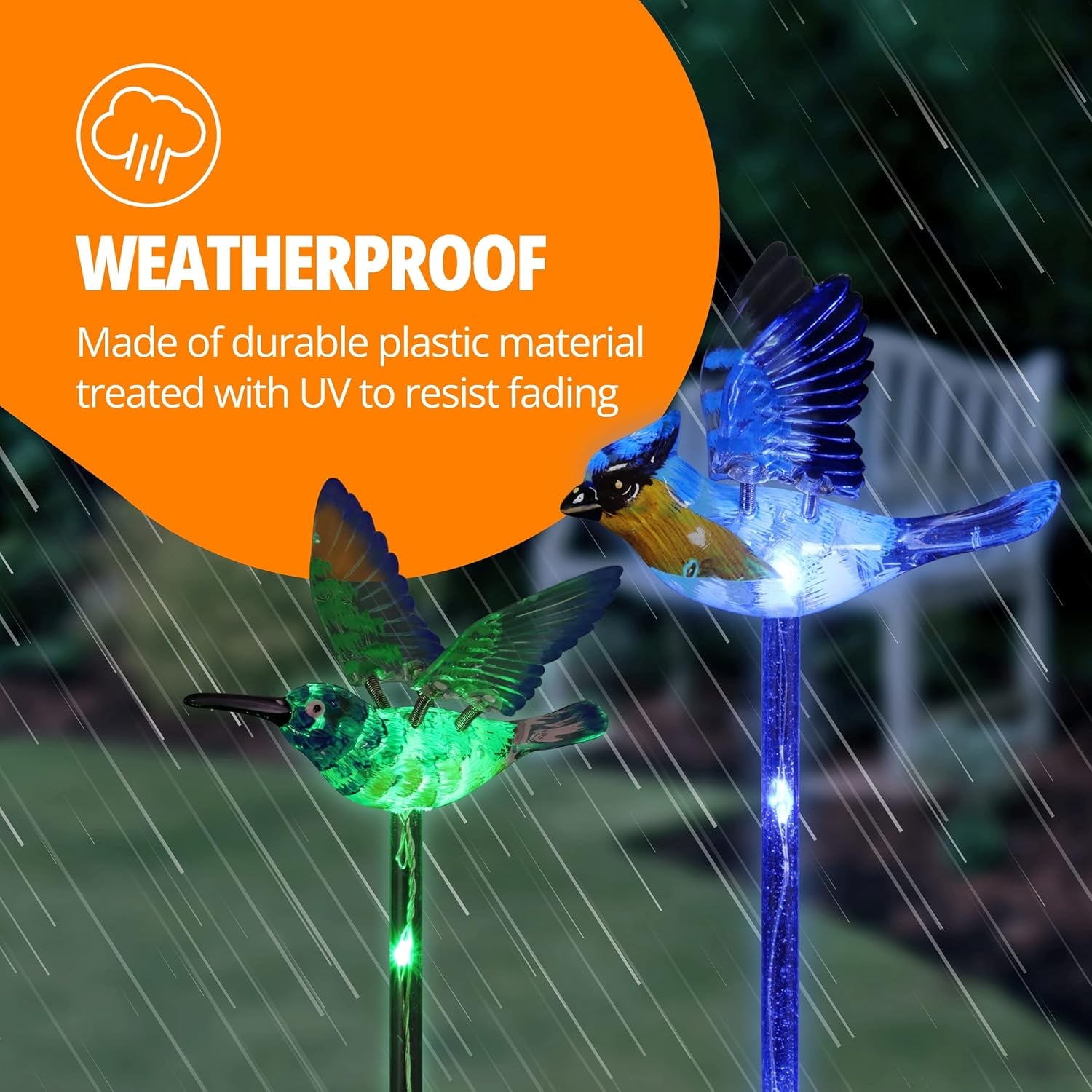 Set of 3 Bird Garden Solar Lights Stakes