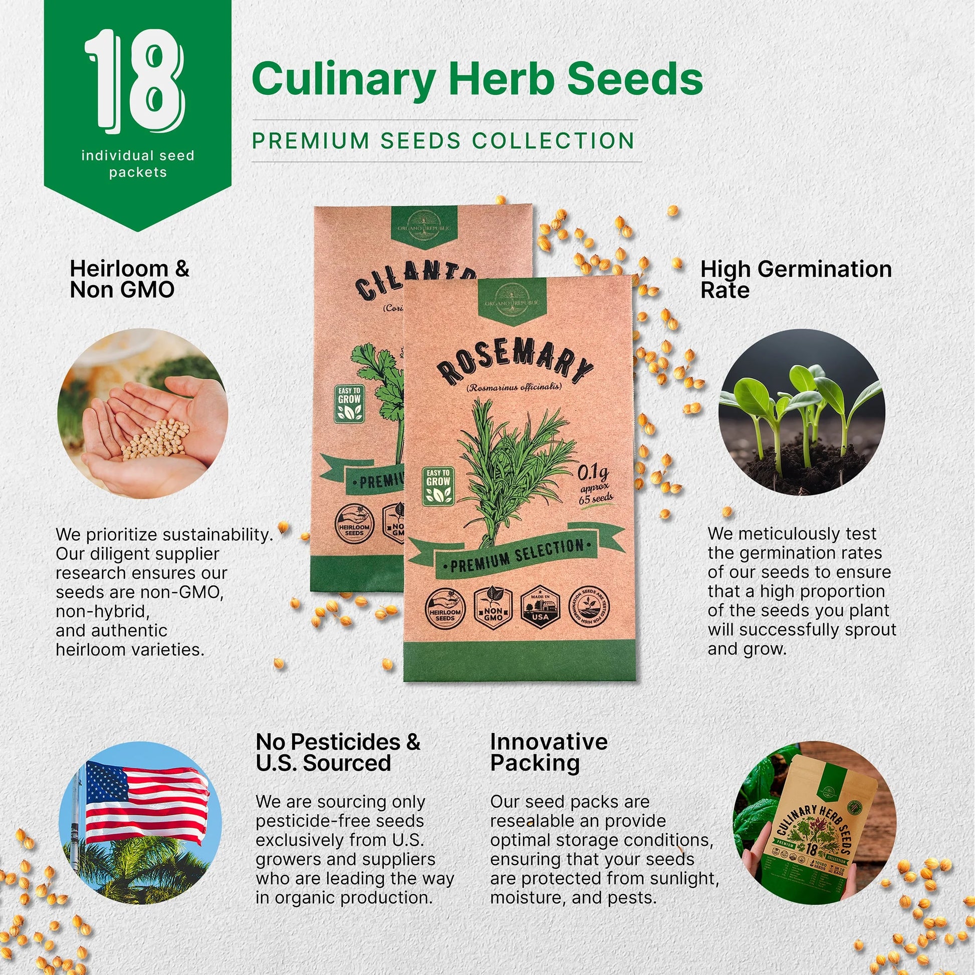 18 Culinary Herbs Seeds Variety Pack 