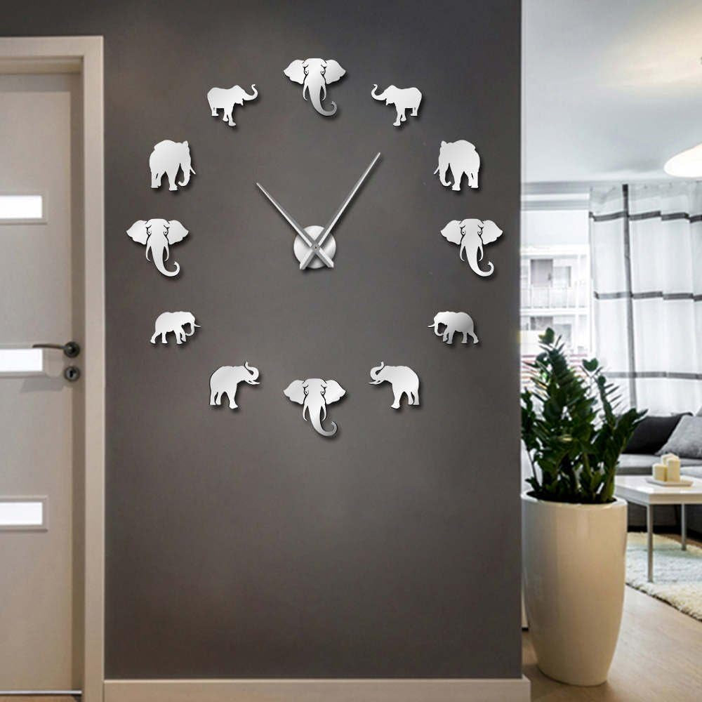 Jungle Animals Elephant DIY Large Wall Clock