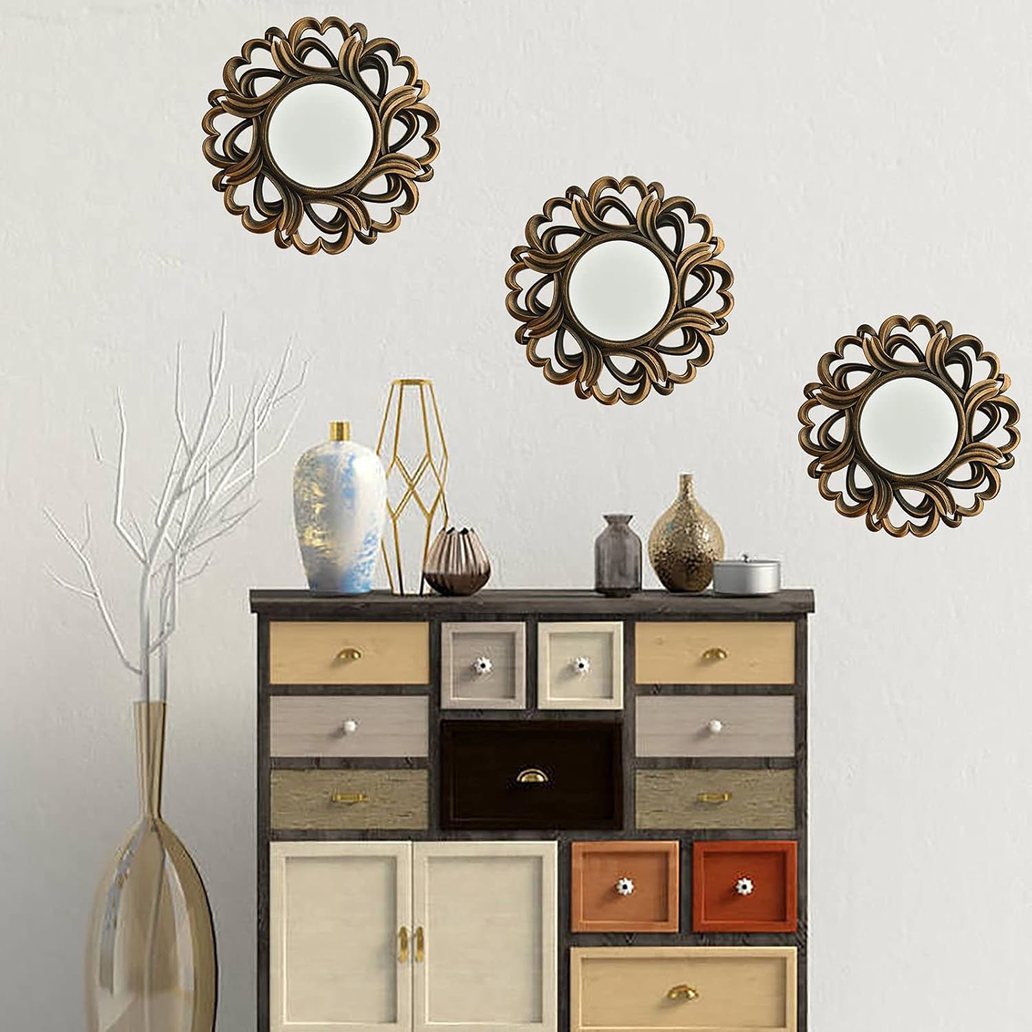 Small Mirrors Wall Décor Set of 3 