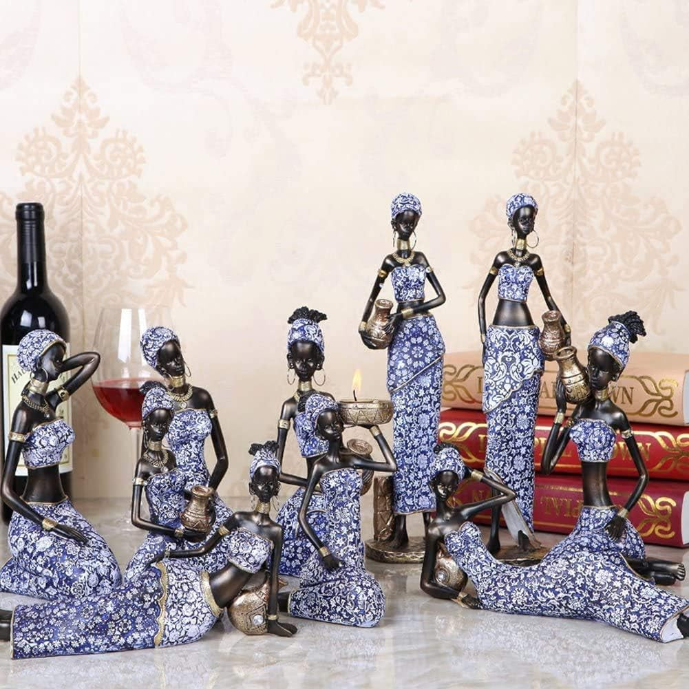 2Pcs Resin African Lady Figurine 