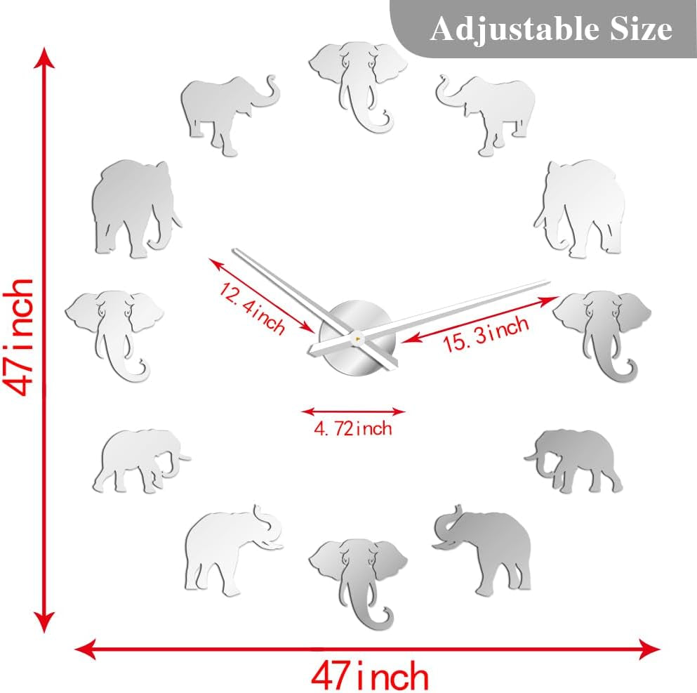 Jungle Animals Elephant DIY Large Wall Clock