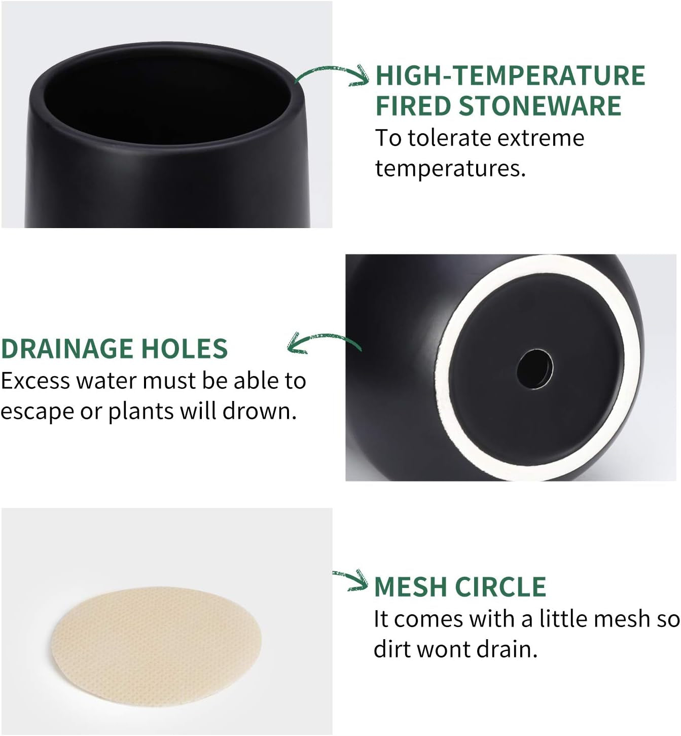 Black Planter Pots for Plants Indoor 