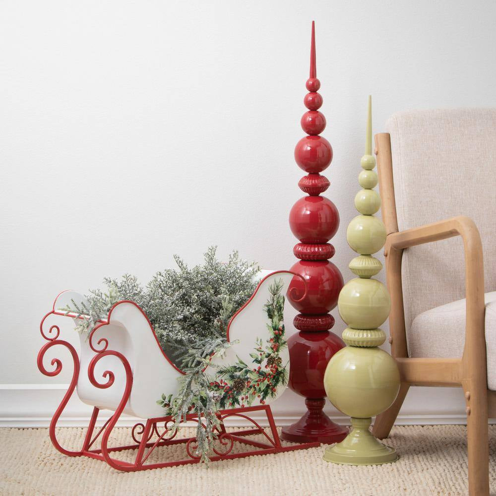 Red & Green Christmas Finial Figurines